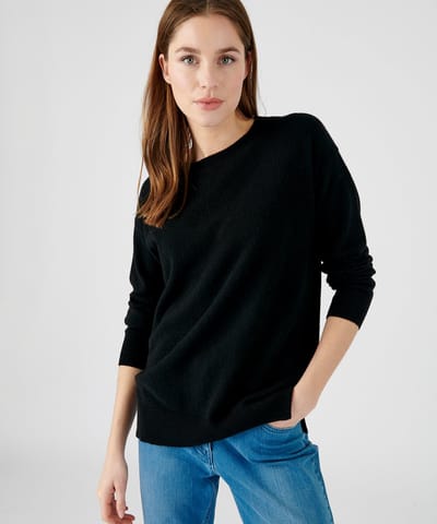 Damart - Trui van zuiver kasjmier met rond hals - Dames - Zwart - XS