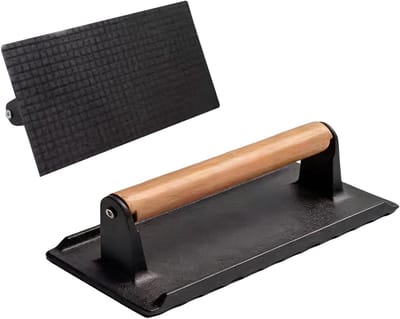 Grillpers Keukenaccessoire - Vleespers - Maaltijden Bereiden - Houten Handgreep - 16 x 8 cm - Zwart