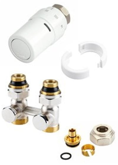Rechte design aansluitset met thermostaatknop - 16mm