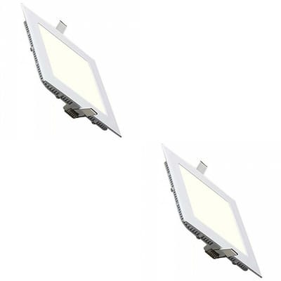 LED Downlight Slim 2 Pack - Inbouw Vierkant 3W - Natuurlijk Wit 4200K - Mat Wit Aluminium - 89mm