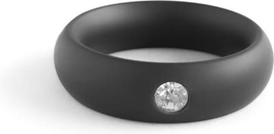 Black Label - Donut Cockring met Sierkristal - Mat zwart 42.5 mm