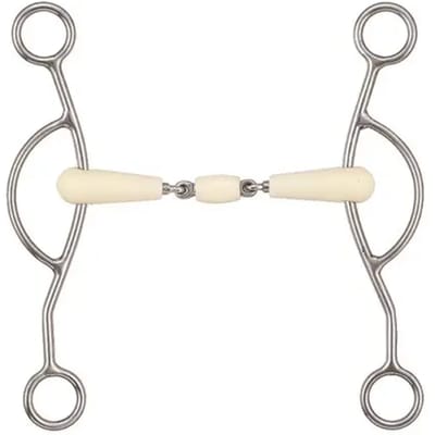 Amerikaans mondbit voor paarden met dubbele scharnier + roller Soyo Happy mouth