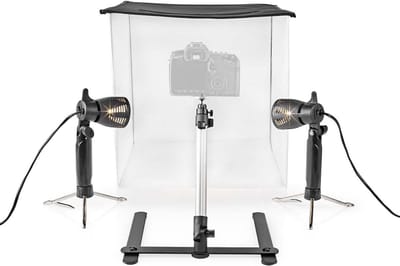 Nedis Fotostudioset - 400 lm - Opvouwbaar - Achtergronden inbegrepen - Inclusief reistas - Zwart
