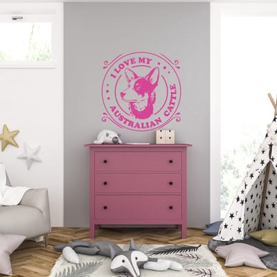 Muursticker - I Love My Austrian Cattle - 40,6 x 40,6 - Roze