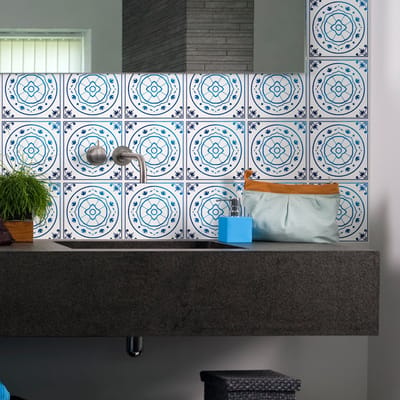 Tegelstickers voor keuken en badkamer - 24 Delft Rotterdam cementtegelstickers - 24 stickers 10x10cm