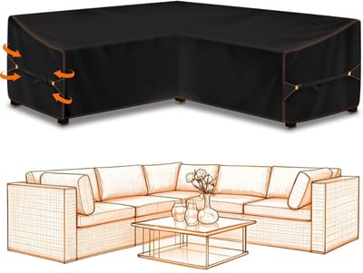 Famanu – Tuinmeubelhoes - L-vorm - beschermhoes voor tuinmeubelen - waterdicht - winddicht - afdekzeil voor outdoor hoekbank - hoekloungegroep - loungemeubel - rechthoekige afdekhoes - 255 x 255 x 87 cm