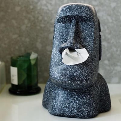 Paaseiland Tissuebox Moai Woonkamer Grappige Neusgat Opbergpapierdoos Tafelblad Karton Halloween Decoratie Bar Arrangement gray
