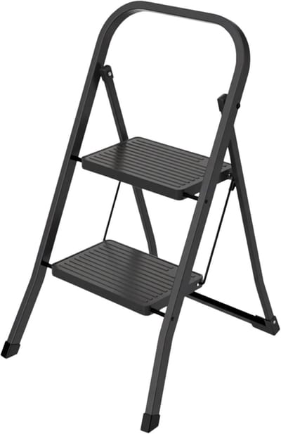 KAD® Huishoudtrap 2 Treden - Huishoudtrap - Keukentrap - Zwart - ‎47cm x 13cm x 81cm