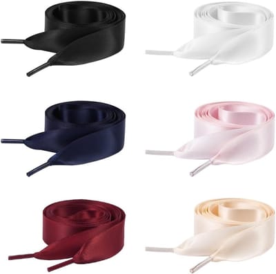Zijdeachtige Veters 6 Paar 2cm Brede Platte Veters in Meerdere Kleuren voor Sport- en Casualschoenen, Duurzame en Comfortabele Vervangingen