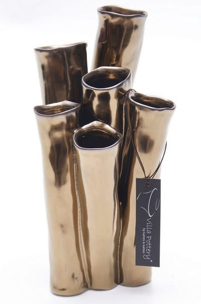 Vaas - Villa Pottery - Decoratie - Woondecoratie - porselein - waterdicht - New Juul 1_3 Golden