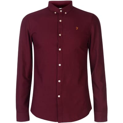 Farah Vintage Oxford-overhemd met lange mouwen en knoopsluiting voor heren (Bourgondië)