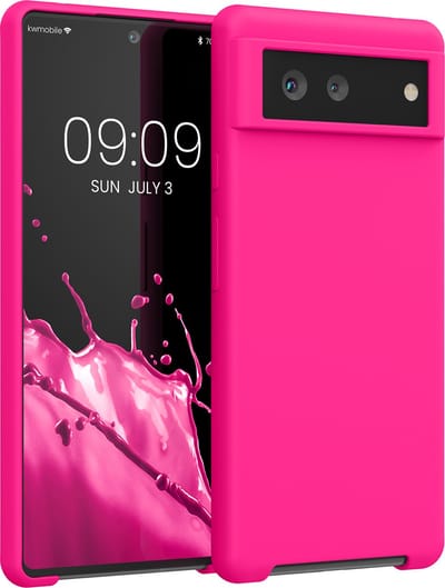 kwmobile telefoonhoesje geschikt voor Google Pixel 6 - Hoesje met siliconen coating - Smartphone case in neon roze