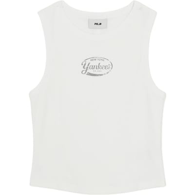 MLB New York Yankees SS26 Vintage Logo Slim Fit Geribbelde Mouwloze Tanktop Dames tops 3FTOV0363-50WHS S white