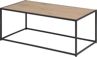 Lisomme Vic Houten Salontafel Naturel - met Zwart Metalen Frame - Koffietafel - Industrieel - Rechthoekig - 100 x 50 x 40 cm