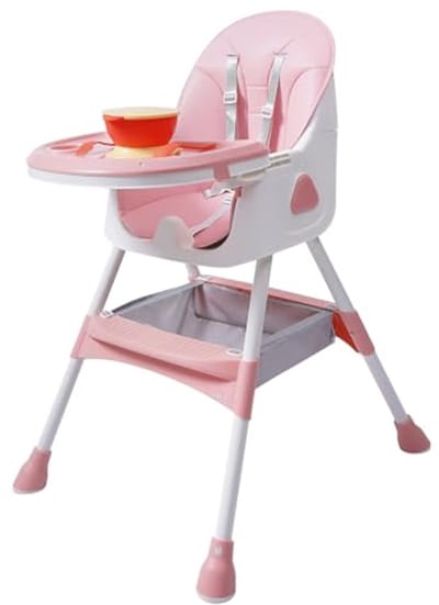2-in-1 Kinderstoel voor Baby's en Peutertjes met Bestek - Geschikt voor 6 Maanden tot 6 Jaar - Roze