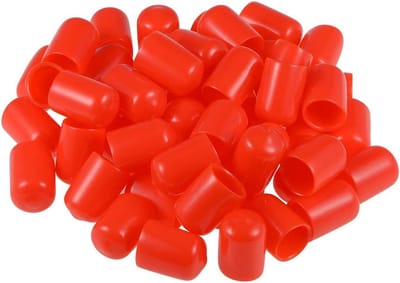 50 Rode Beschermkapjes 2mm Binnen Diameter - Vinyl Rubber Rondedops voor Schroefdraad en Meubelpoten