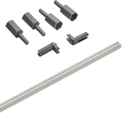 SOTECH Synchronisatiestang voor JUNKER SLIM ladesysteem met push-to-open-functie (lengte 1200 mm, op lengte in te korten, wit/grijs, voor ladehoogte 84 mm)