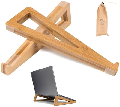 Dailygoods- Laptopstandaard Ergonomisch Ontwerp - Houten Laptopstandaard - Laptopverhoging - Bureauaccessoires - Ventilatie - Comfortabele Kijkhoogte - Laptopverhoger