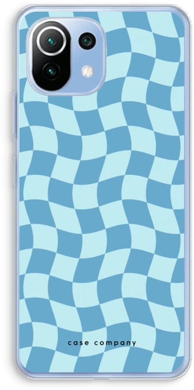 Case Company® - Hoesje geschikt voor Xiaomi Mi 11 Lite hoesje - Grid Blauw - Soft Cover Telefoonhoesje - Bescherming aan alle Kanten en Schermrand