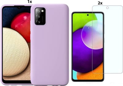 Hoesje Geschikt Voor Samsung Galaxy A02s Hoesje Soft Nano Silicone Backcover Gel Lavendel Paars Met 2x Glazen Screenprotector