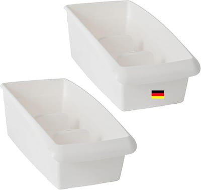 Novaliv soepkegeldoos grote set van 2 ladeorganizers voor de keuken - 25 x 16 cm WITTE kruidenopbergdoos - lade-organizersysteem - opbergen en organiseren van dressings en bakingrediënten