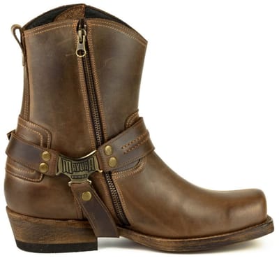 Mayura Boots 05 ARS Bruin/ Biker Western Heren Enkellaars Vierkante Neus Rits Sluiting Verstelbaar Sierspoor Maat EU 39