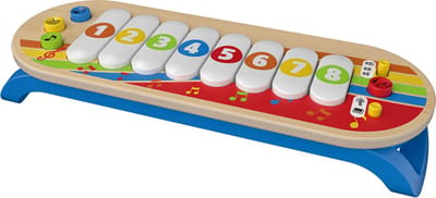 Playtive Houten Xylofoon Muziekinstrument - Gemaakt met echt hout - Aanbevolen leeftijd: vanaf 1 jaar - Bevordert hand-oogcoördinatie en motoriek - Met kleurrijke lichteffecten op de toetsen