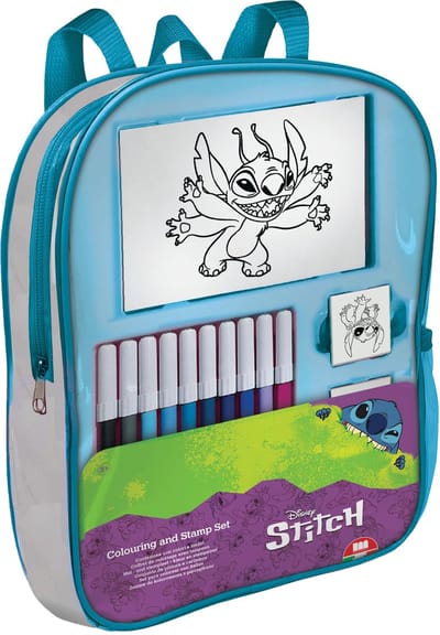 Multiprint Stitch rugzak kleurset met stempels en viltstiften voor kinderen.