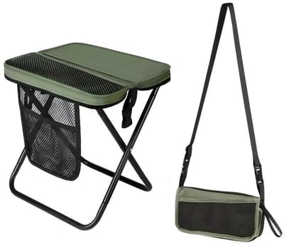 Dailygoods - Jiahuade Draagbare klapkruk, campingkruk, klapkruk voor buiten, 31 cm, compacte klapkruk, kleine klapstoel, voor kamperen, vissen, reizen (groen)