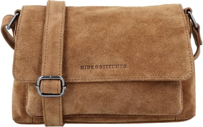 Hide & Stitches Brazos Schoudertas - Suede - Crossbody - Leer - Overslag - Leren Dames Tas - Camel