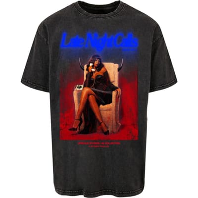Mister Tee Late Night Calls Acid Heavy Oversize T-shirt Zwart