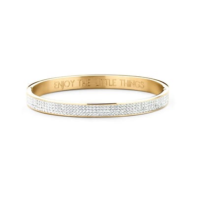 CO88 Collection Sparkle 8CB-90310 Stalen Bangle met Kristallen - One-size (58x49x8 mm) - Goudkleurig / Wit