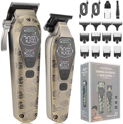 OKWISH Tondeuses – Elektrische Tondeuse Met Haartrimmer En Baardschneider, Langdurige Batterij 120 Minuten – Professionele Haarkliefset – ABS – Brons