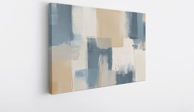Saammp Canvas Schilderij - Beige gestreept - Abstract kunstwerk - 30x20 - Foto op canvas - Wanddecoratie - Muurdecoratie Woonkamer - Slaapkamer decoratie - Canvas Print