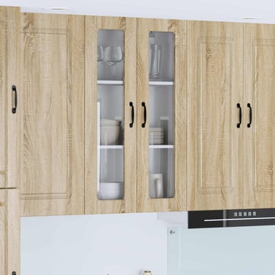 vidaXL - Wandglas - Kasten - PORTO - Sonoma - Eik - 60 - x - 31 - x - 100 - cm - Bewerkt - hout