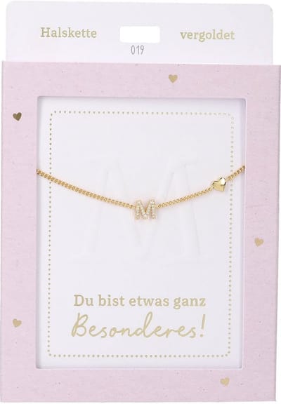 Depesche ketting goud met letter M en hart hanger - sieraden cadeau.