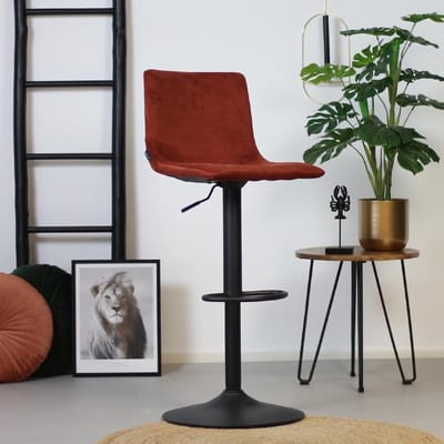 Bronx71® Velvet barkruk Frenkie koper 60-76 cm - barstoel