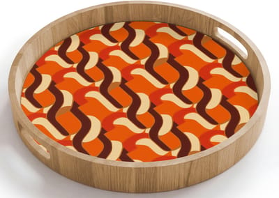 Dienblad rond 40x40 cm - Schootdienblad hout - Retro - Modern - Kleurrijk - Borrelplank rechthoek - Plateau houten dienbladen