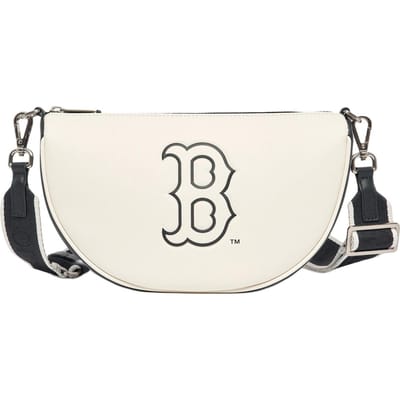 MLB Boston Red Sox Groot Logo Print Verstelbare Schouderband Casual Kunstleer Knodel Tas Unisex Schoudertas Zwart Wit 3ACRS033N Black White white