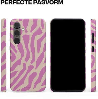 Casetastic hoesje geschikt voor Samsung Galaxy S24 Plus - Dubbellaagse bescherming - Zebra Roze Magenta Flow - Fashion Case - Lila Zand