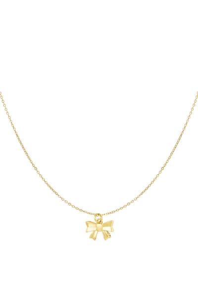 Eenvoudige halsketting met strikhanger - Goud kleur