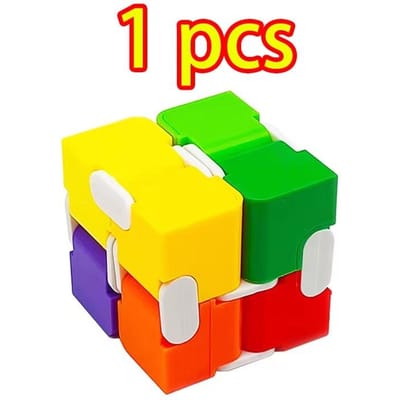 Kleurpuzzel Kubus Duurzaam Verfijnd Decompressie Speelgoed Oneindige Magische Kubus voor Volwassenen Kinderen Fidget Antistress Angst Bureau Speelgoed yellow