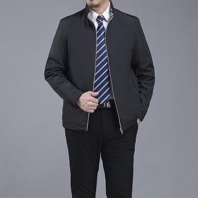 Veste ample à col montant pour homme, nouvelle collection automne et hiver, veste fine décontractée pour homme d'âge moyen et âgé 4XL black