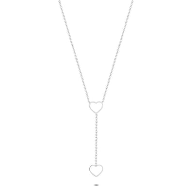 Twice As Nice Halsketting in edelstaal, 2 harten 40cm+5cm
