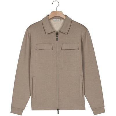 Thomas Maine Vest Sweat Full Zip Double Chestpocket Greige / male