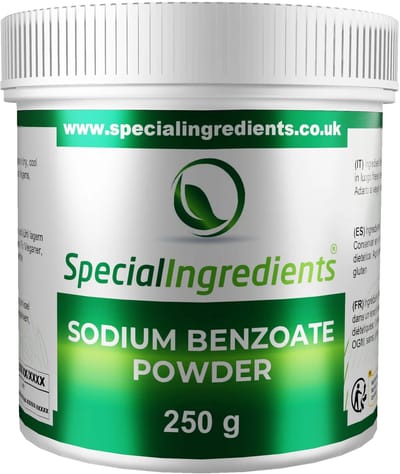 Sodium (Natrium) Benzoaat - 250 g - Hoogwaardig Conserveermiddel - Moderne Gastronomie - Moleculair Koken - Hersluitbare Pot - Recycled Plastic