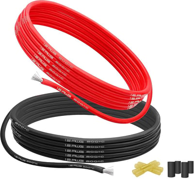 Flexibele siliconen elektriciteitskabel 3,3 mm² - 20 meter set (10m rood/10m zwart) - Hittebestendige installatiedraad