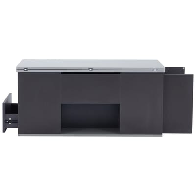 MODFU Verstelbare multifunctionele salontafel donkergrijs/lichtgrijs met uitklapbaar blad (2 tafels) en ruime opbergruimte