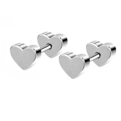 Oorbellen schroef- RVS -Dubbel hart- zilverkleurig- 6 mm- Charme Bijoux