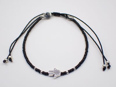 Colure® armband Miyuki glanzendzwart met symbool Hamsa hand